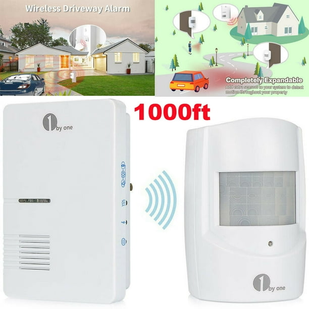 1byone Wireless Driveway Alert Chime Weatherproof PIR Motion Sensor Alarm System